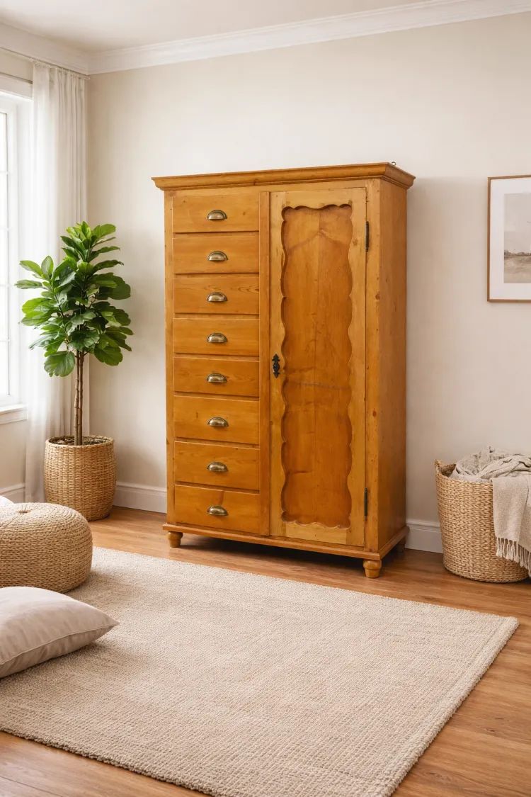 antiker brotschrank aus weichholz um 1900