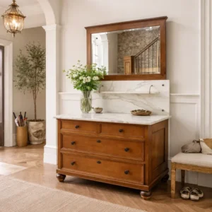 Antike spiegelkommode aus eiche