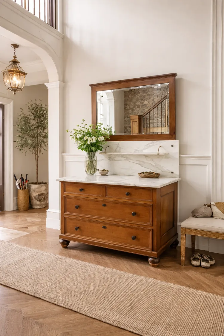 Antique oak mirror dresser